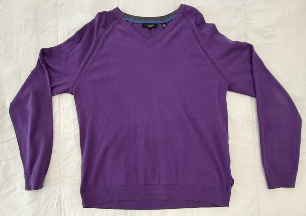 Ted Baker London Men's Size XXL V Neck Sweater Purple